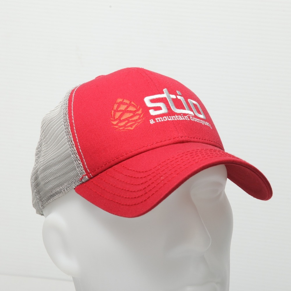 Stio A Mountain Company Trucker Hat Red Gray Mesh Snapback Baseball Cap Mens
